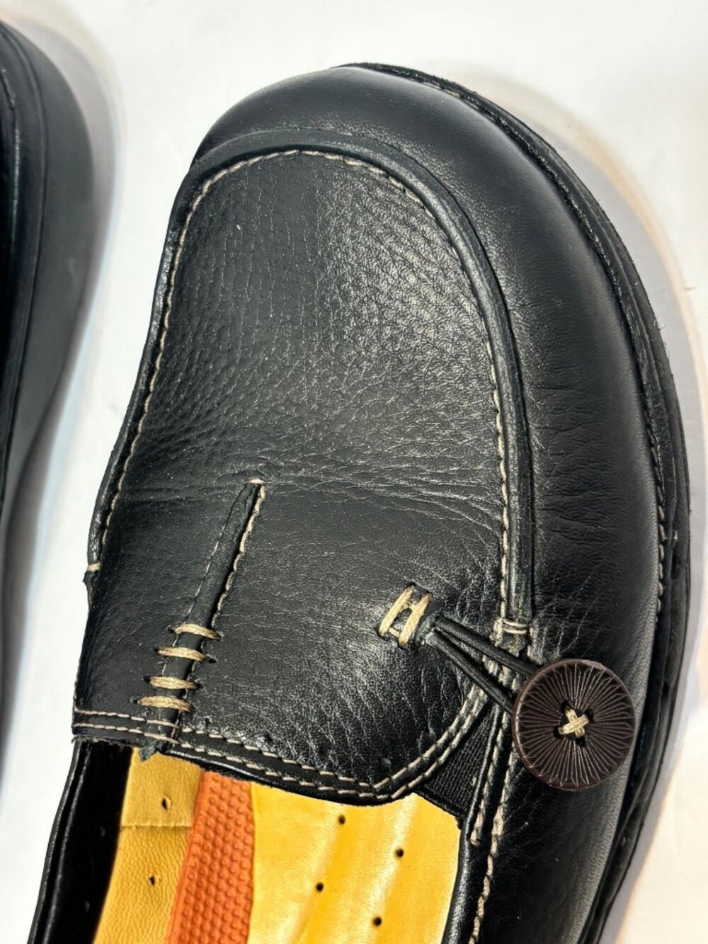 structured CLARKS 87570 Walking Shoes BLACK LEATHER Sz 10M Flats SLIP-ON LOAFERS - Picture 13 of 15